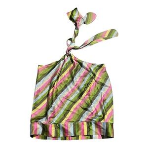 Tom K  Nguyen- Colorful silk Striped Halter Top